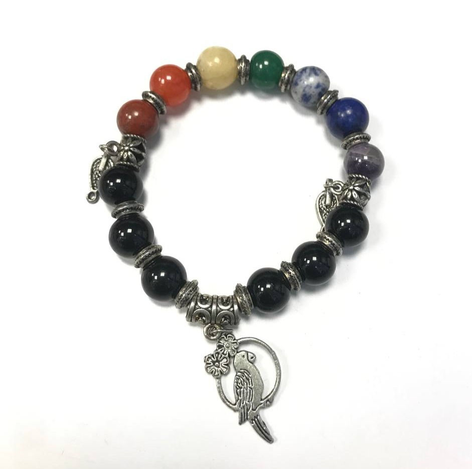 Thumbnail: 7 Chakra With Black Onyx  Bracelet