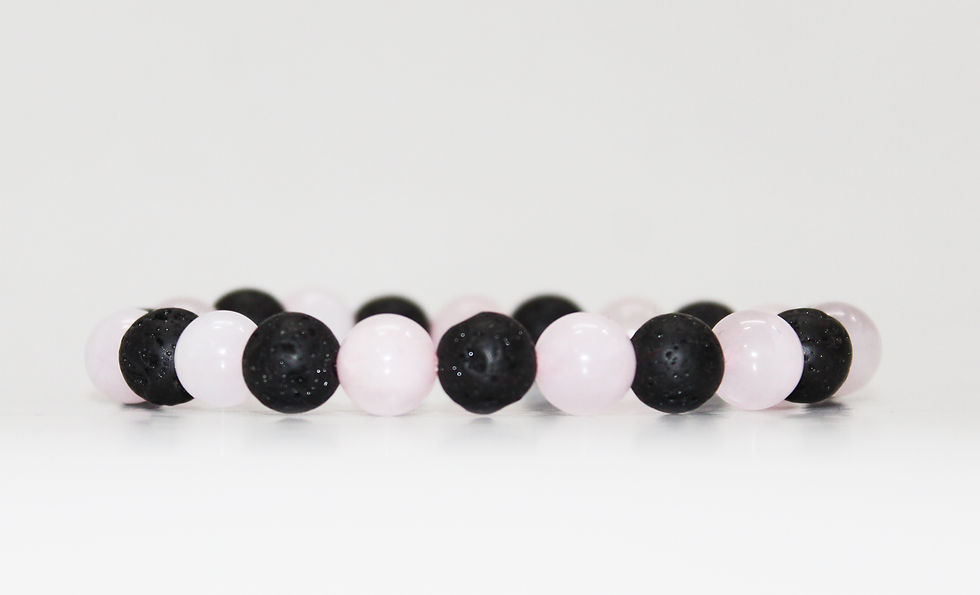 Thumbnail: Lava With Rose Quartz Couple Bracelet