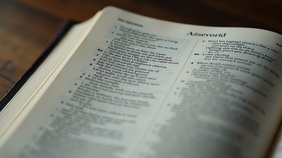 Close-up view of an open Bible with highlighted verses