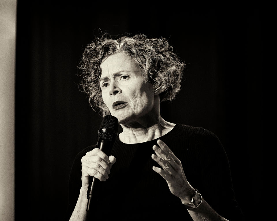 comedian personality performance literary-festival black-and-white photography Queenscliff