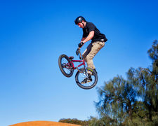 World Trail pro BMX riders in action at the new Ocean Grove BMX track