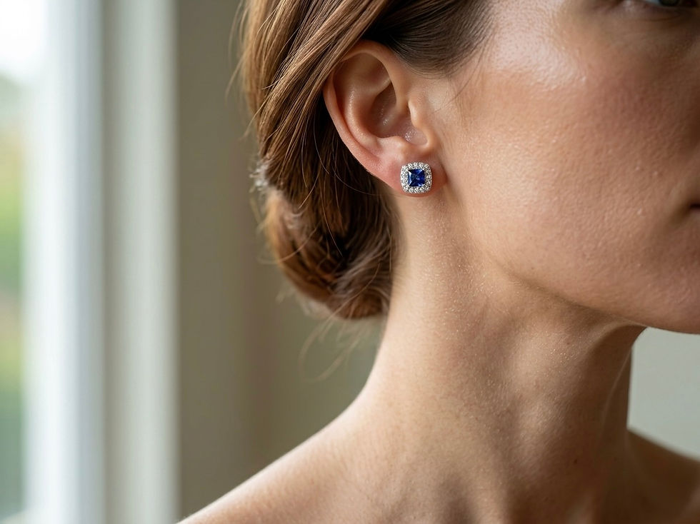 Miniatura: Aretes Zafiro Plata 1ra Ley 925 Queen