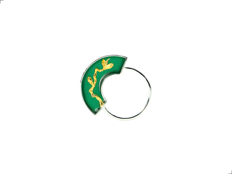 Miniatura: Anillo Jade Plata 1ra Ley 925 Media Luna Guía Flor