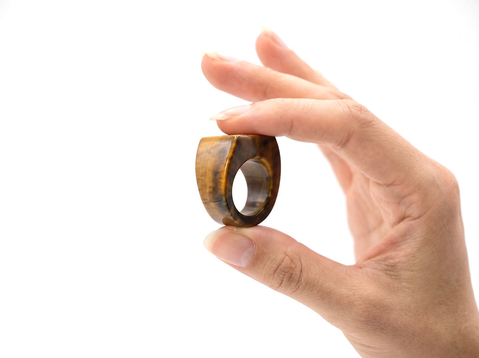 Miniatura: Anillo Ojo De Tigre Natural Big Rectangle