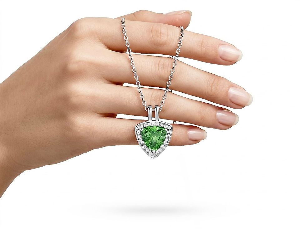 Miniatura: Collar Esmeralda Plata 1ra Ley 925 Solitario Triangle