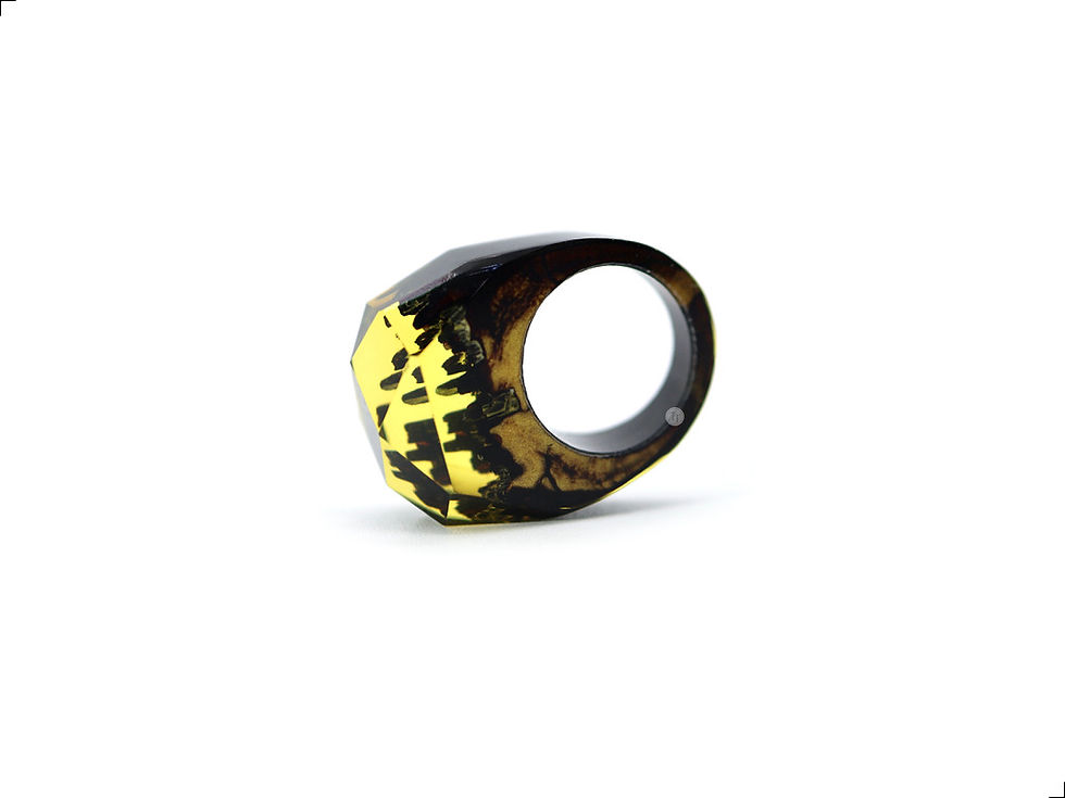 Miniatura: Anillo Madera Vetas Resina Epoxica