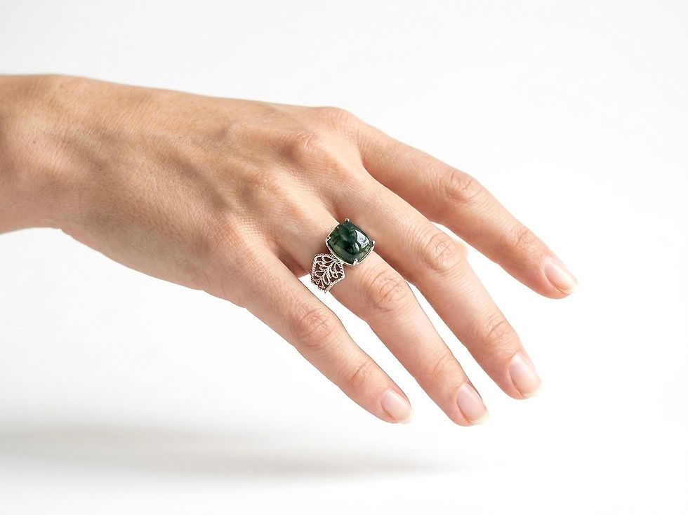 Miniatura: Anillo Ágata Plata 1ra Ley 925 Encaje