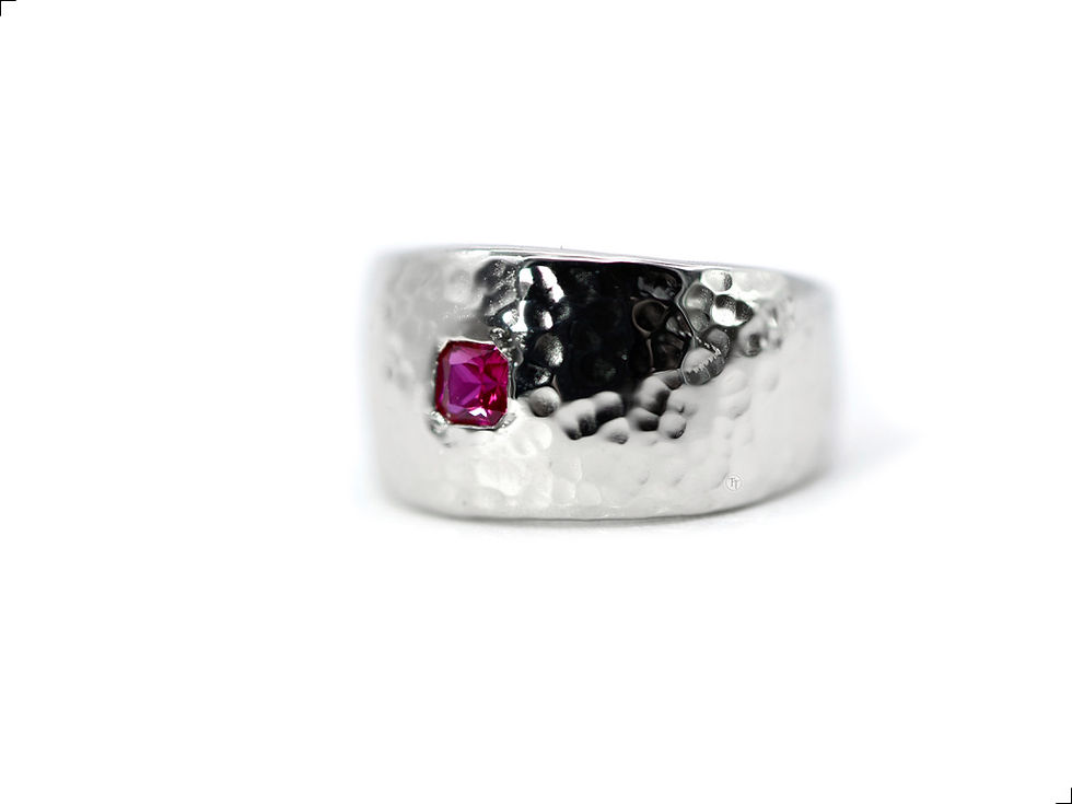 Miniatura: Anillo Rubí Plata De 1ra Ley 925 Martelé