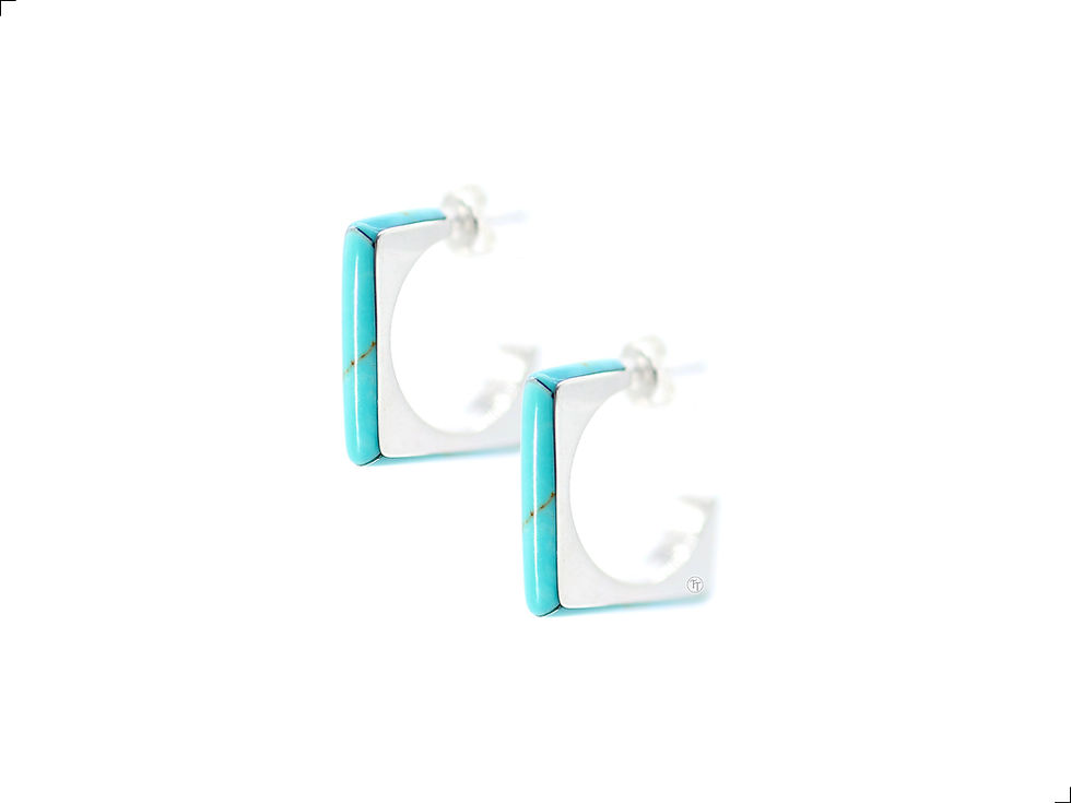 Miniatura: Aretes Cuadro Turquesa Plata 1ra Ley 925