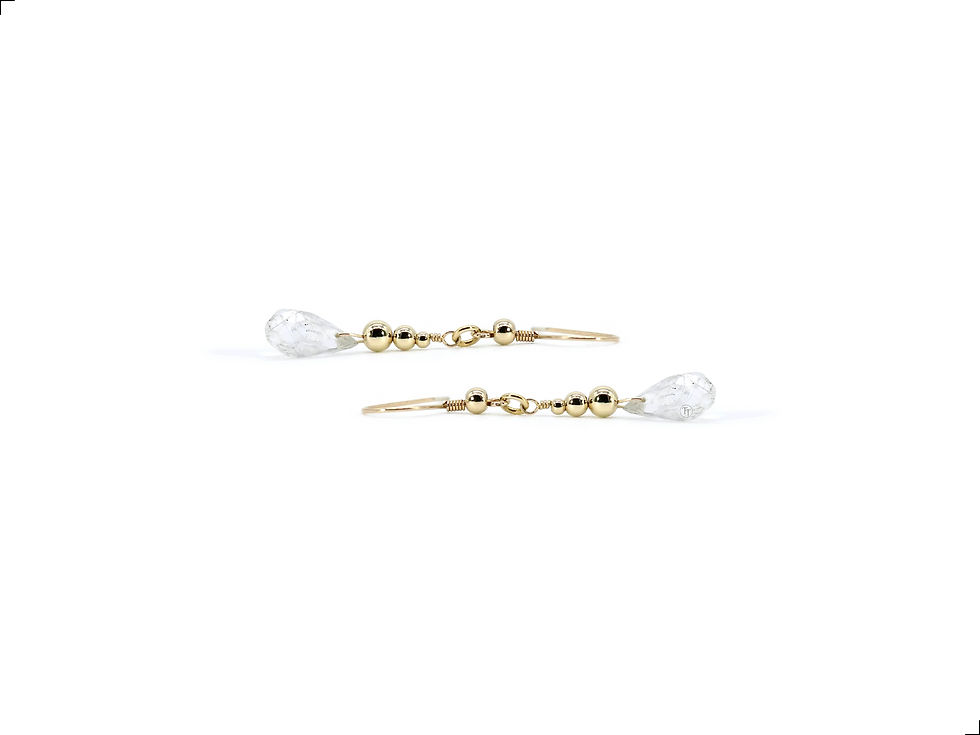 Miniatura: Aretes Cuarzo Rutilado Oro Italiano 14k