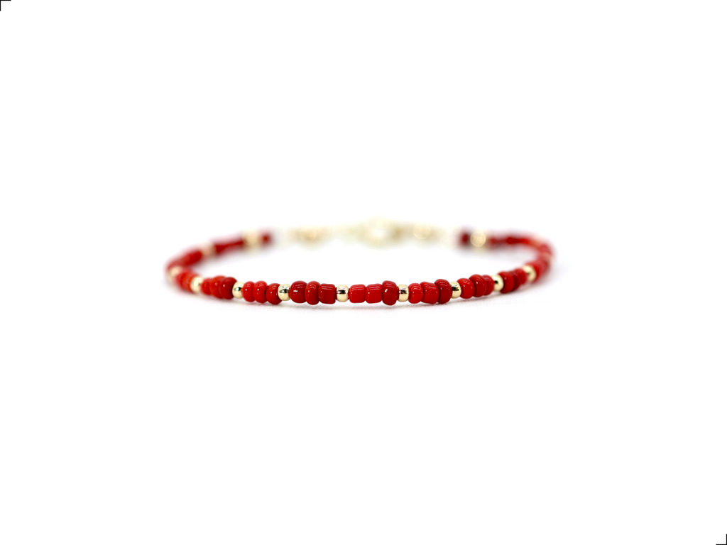 Pulsera Bebé Coral Nugget Oro Italiano 14k