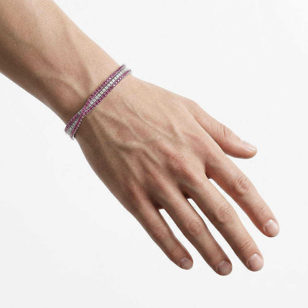 Miniatura: Pulsera Rubí Plata 1ra Ley 925 Tenis Db