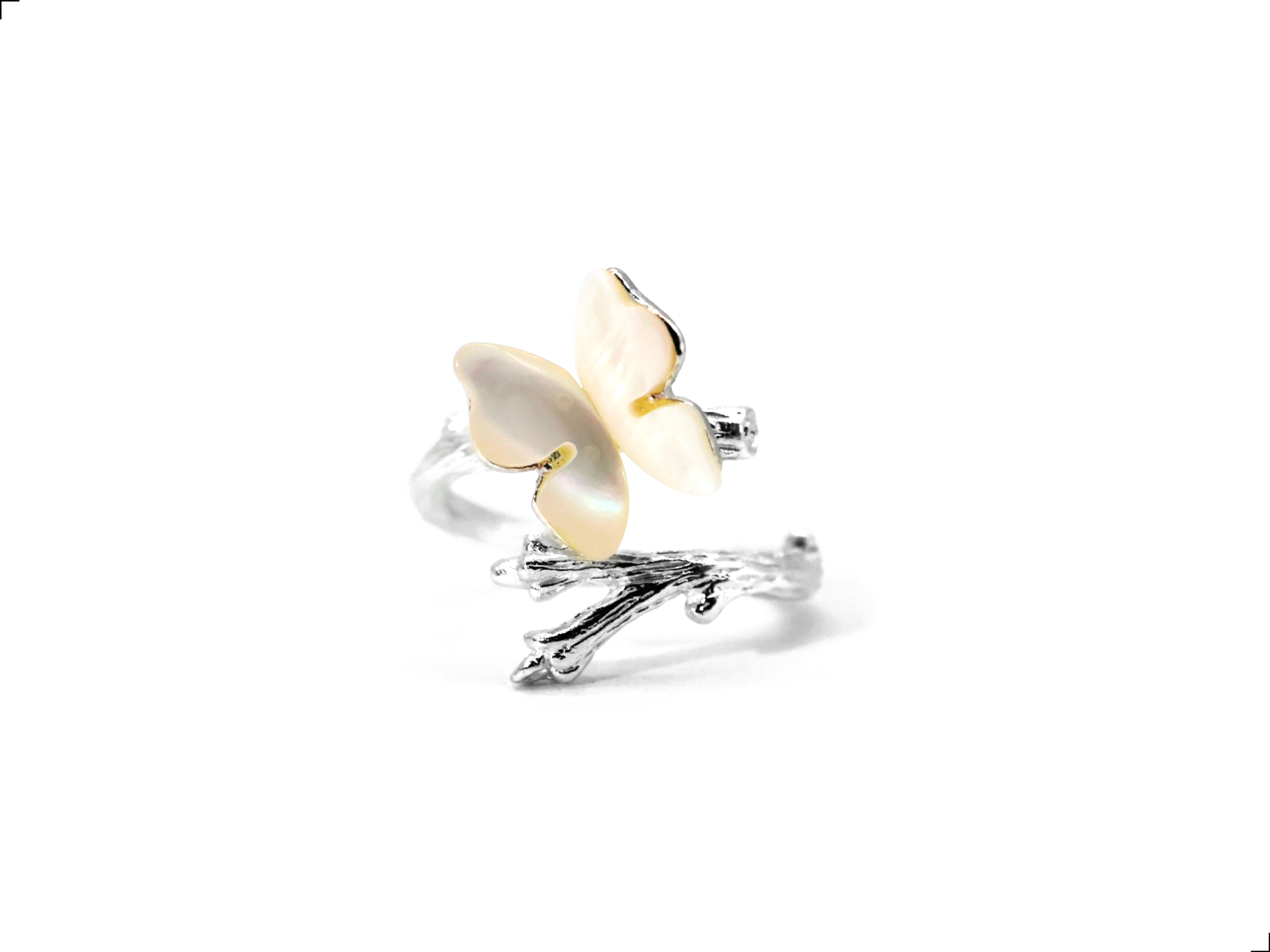 Anillo Madre Perla Plata De 1ra Ley 925 Mariposa