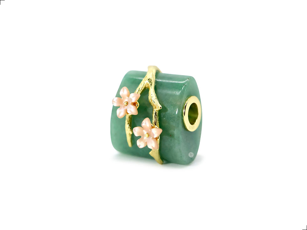 Miniatura: Collar Jade Fiori Coral Natural Plata 1ra Ley 925 Gold