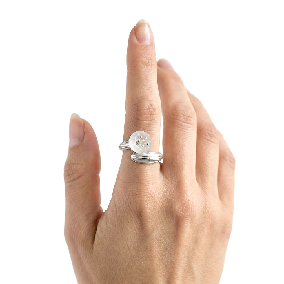 Miniatura: Anillo Flor Cuarzo Natural Plata De 1ra ley 925 Feuille