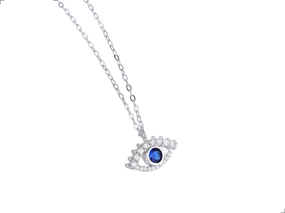 Miniatura: Collar Occhi Zafiro Plata De 1ra Ley 925