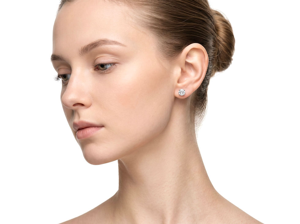Miniatura: Aretes Solitario Diamante Creado Titanio 18k