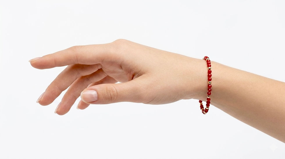 Miniatura: Pulsera Coral Facetado Oro Italiano 14k
