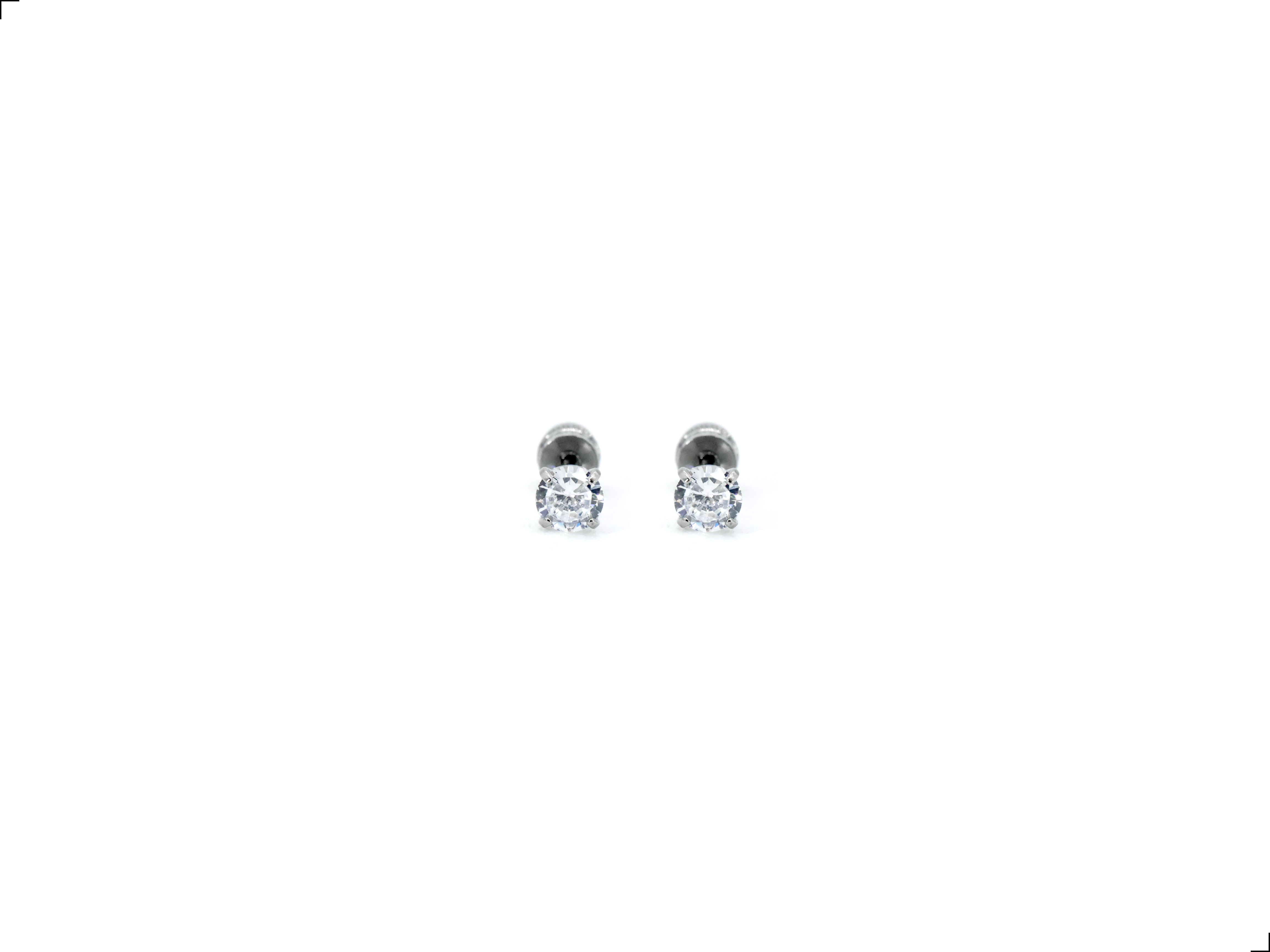 Aretes Solitario Diamante Creado Titanio 18k 4 Mm