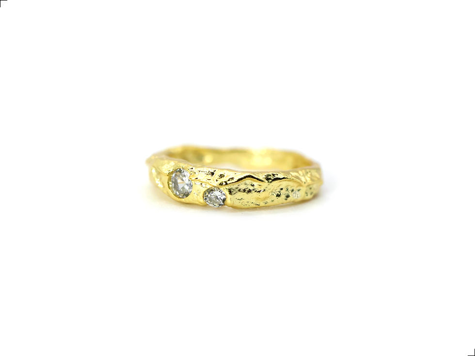 Miniatura: Anillo Plata 1ra Ley 925 Lava 2 Puntos Gold
