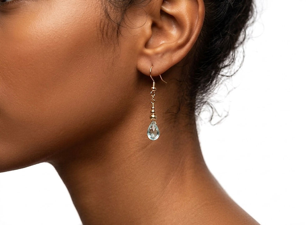 Miniatura: Aretes Aguamarina Oro Italiano 14k