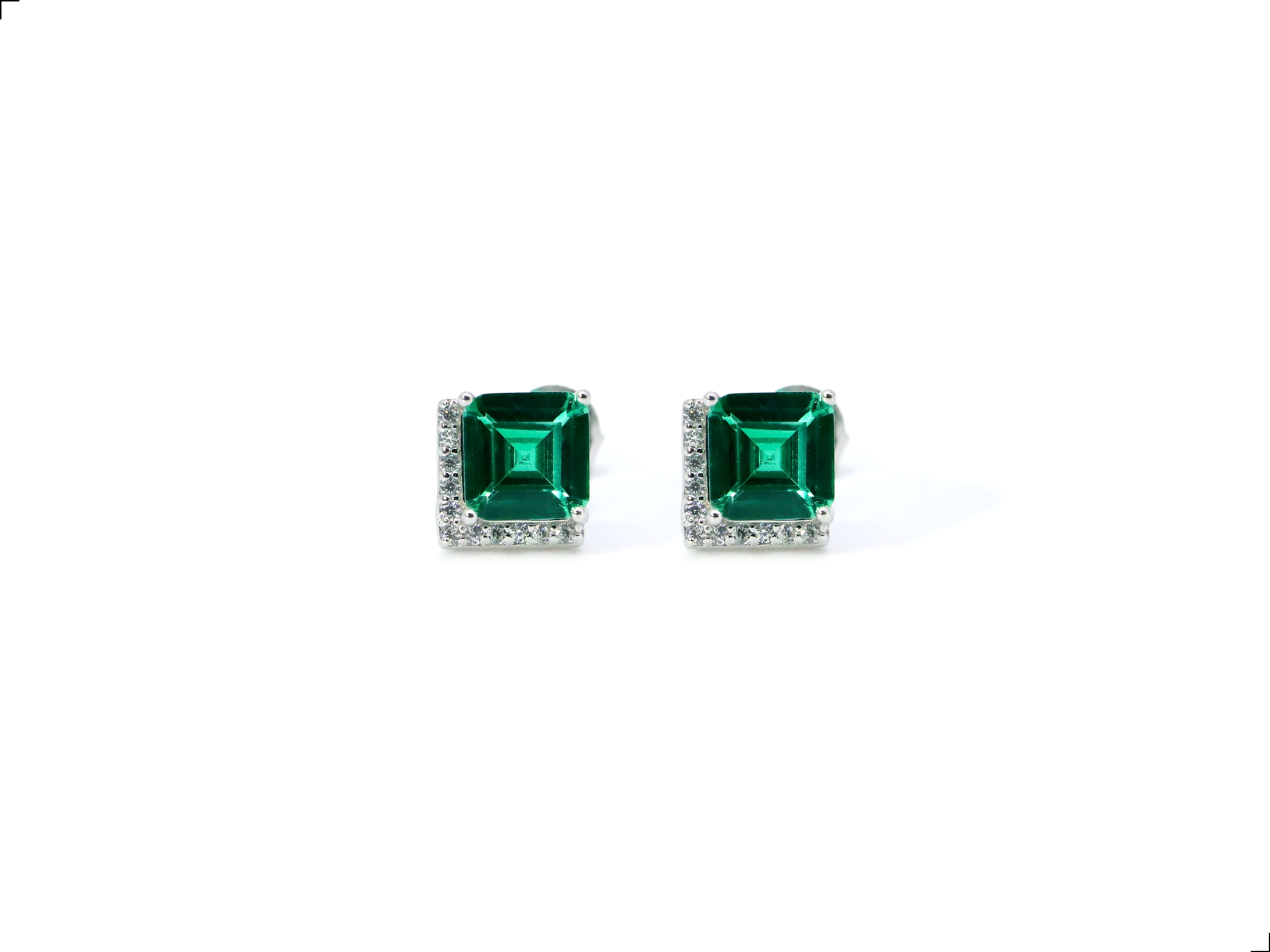 Aretes Esmeralda Plata 1ra Ley 925 Square