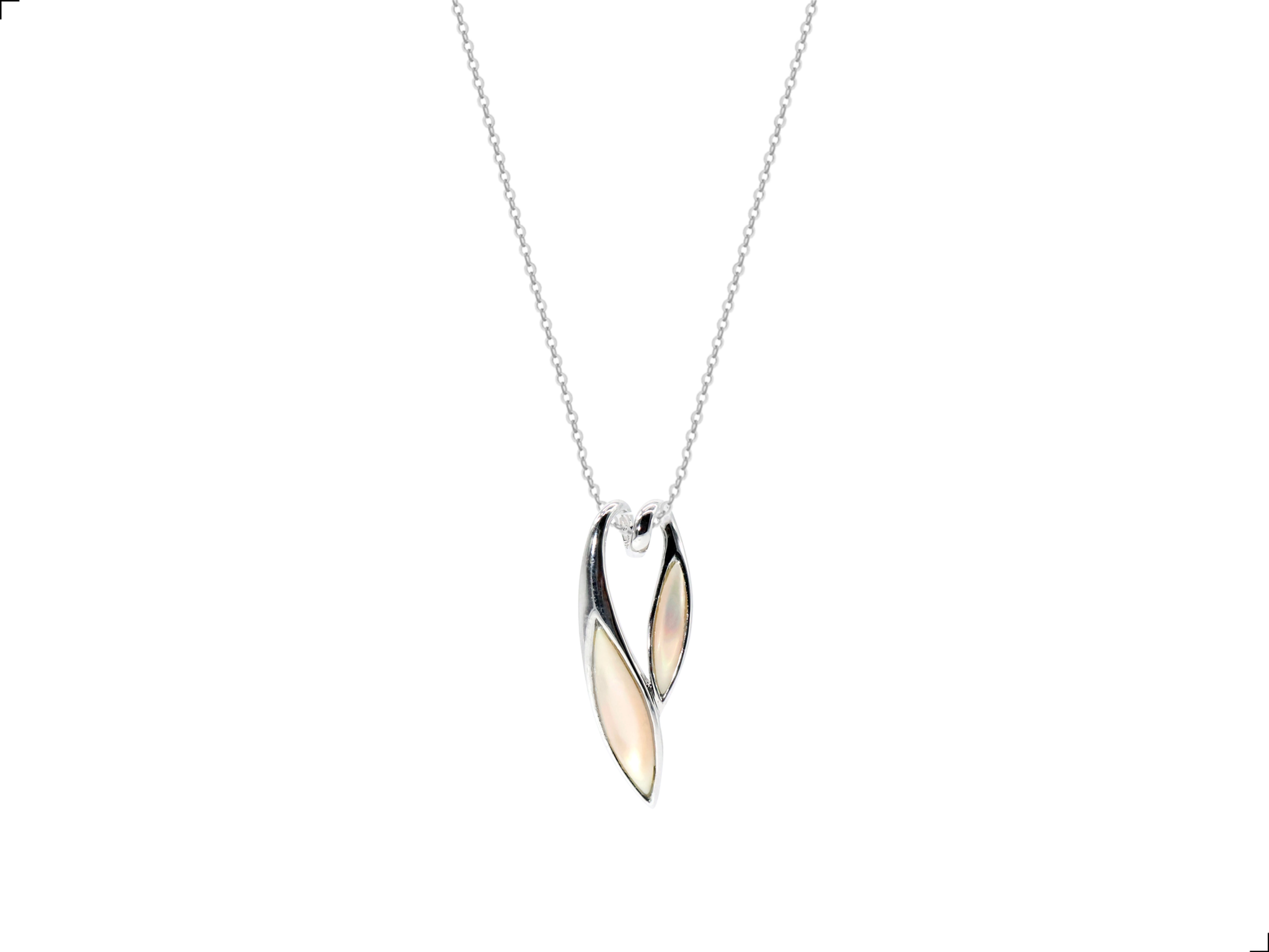 Collar Madre Perla Plata 1ra Ley 925 Doppia Foglia