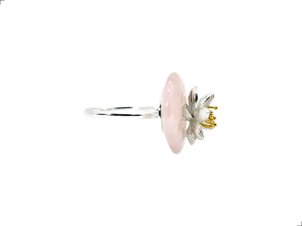Miniatura: Anillo Cuarzo Rosa Plata 1ra Ley 925 Dona