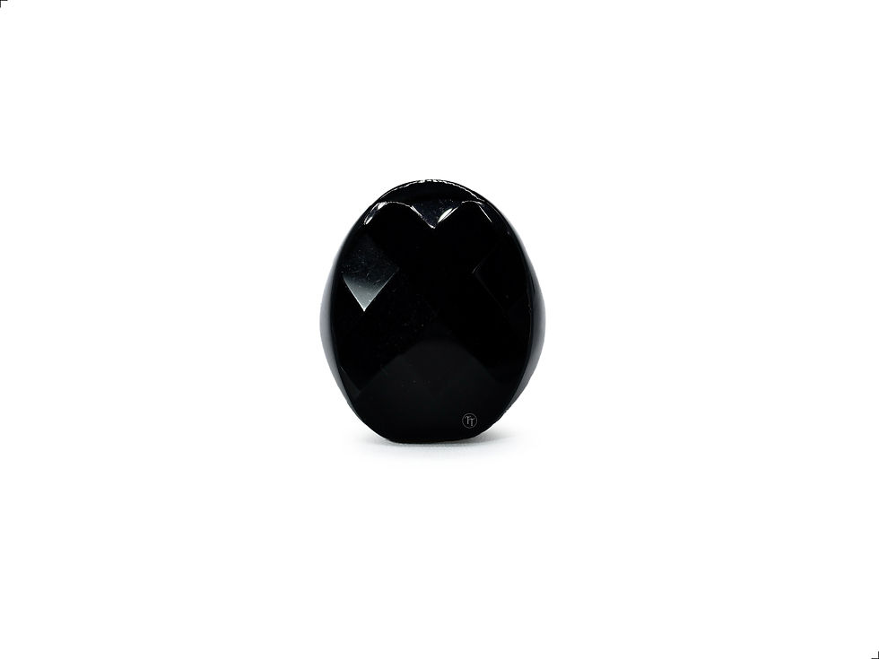 Miniatura: Anillo Oval Facetado Obsidiana Natural