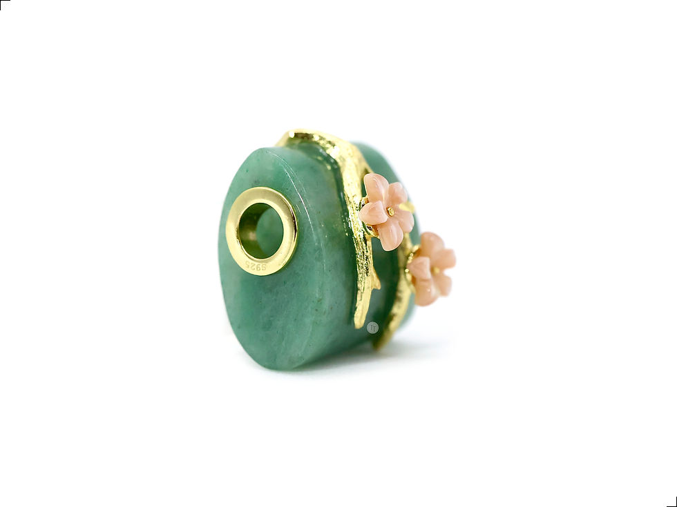 Miniatura: Collar Jade Fiori Coral Natural Plata 1ra Ley 925 Gold