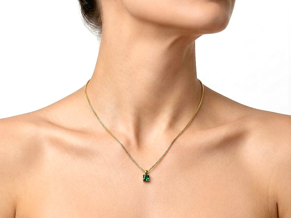 Miniatura: Dije Esmeralda Oro Italiano 14k Square