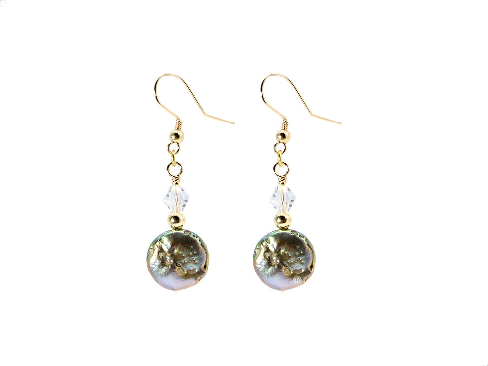 Miniatura: Aretes Perla Barroca Button Oro Italiano 14k
