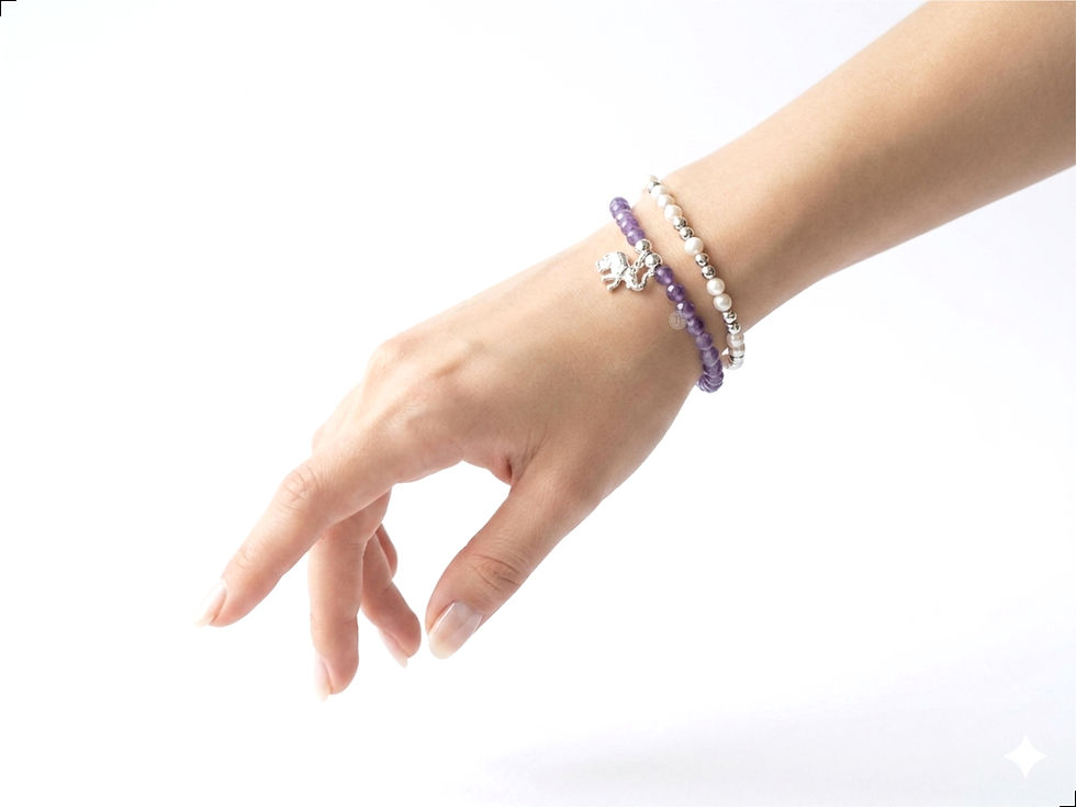 Miniatura: Pulsera Amatista Plata 1ra Ley 925 Elefante