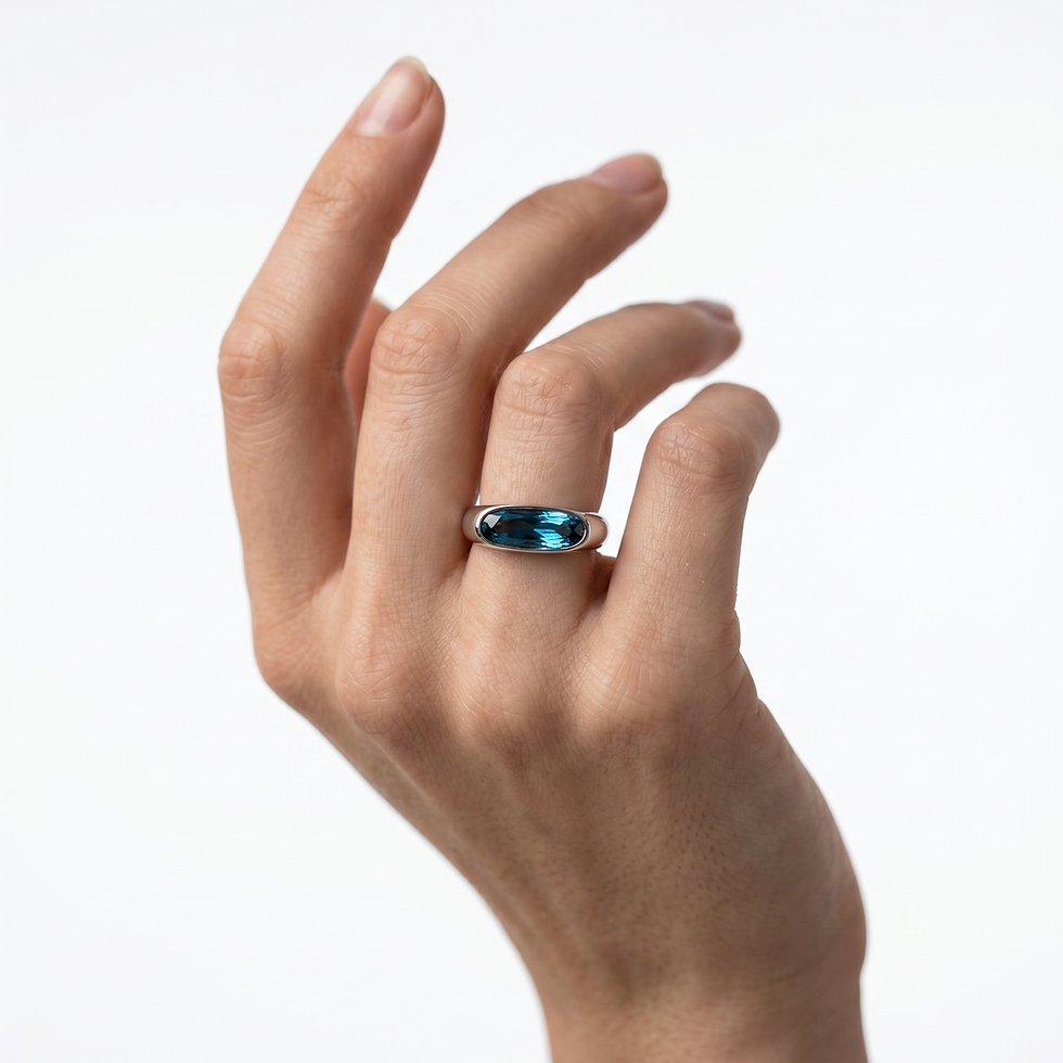 Miniatura: Anillo Topaz Cultivado Ovale Gold Filled 18k