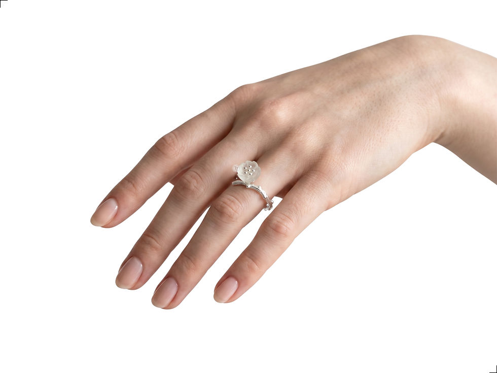 Miniatura: Anillo Flor Cuarzo Natural Plata De 1ra Ley 925 Silver