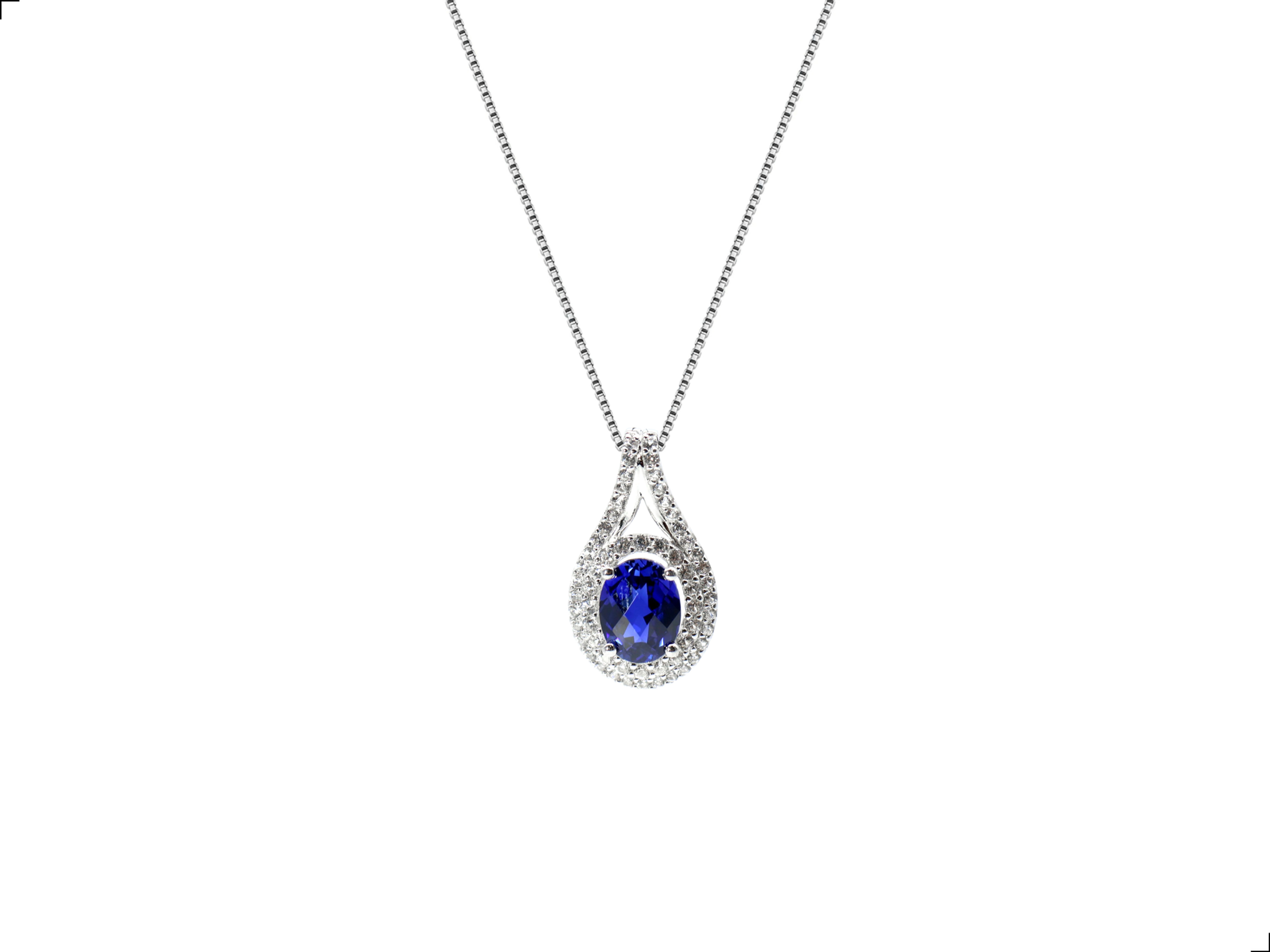 Collar Zafiro Drop Plata De 1ra Ley 925