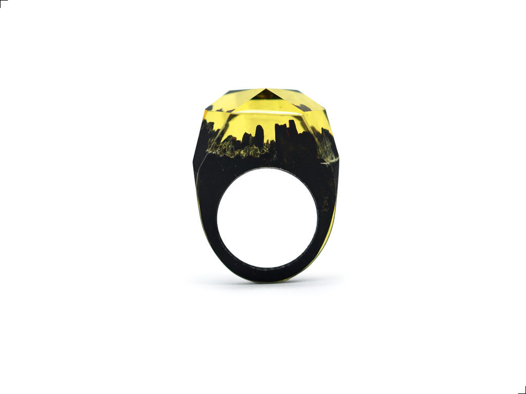 Anillo Madera Vetas Resina Epoxica