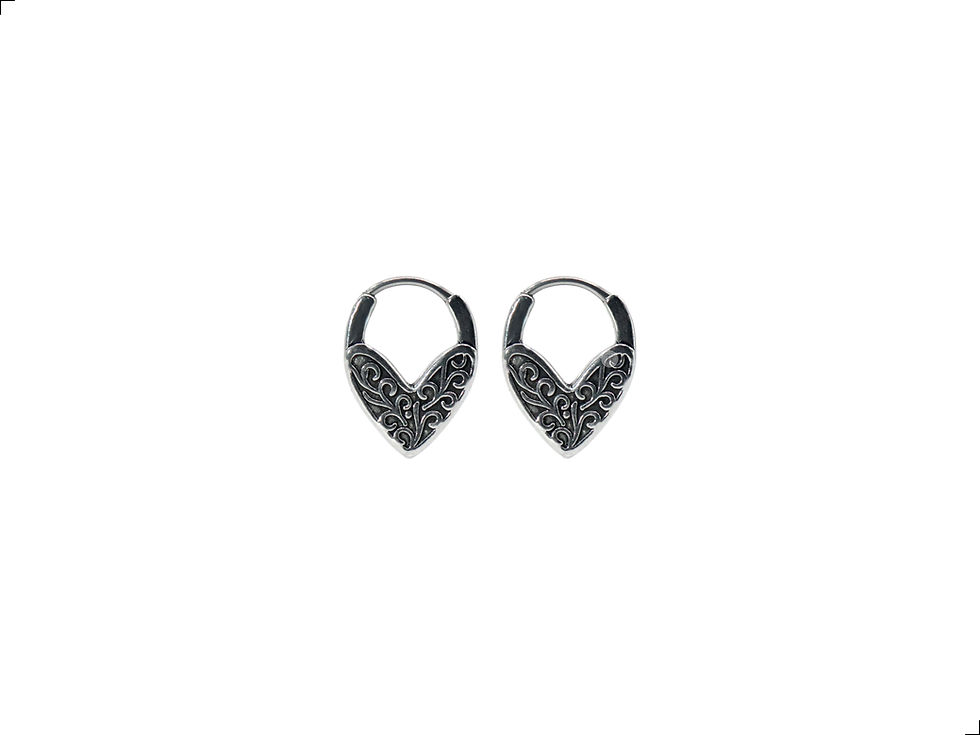 Miniatura: Aretes Corazón Encaje Titanio 18k