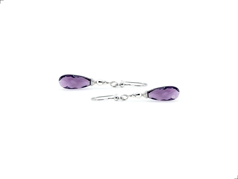 Miniatura: Aretes Amatista Plata 1ra Ley 925 Drop Facetated