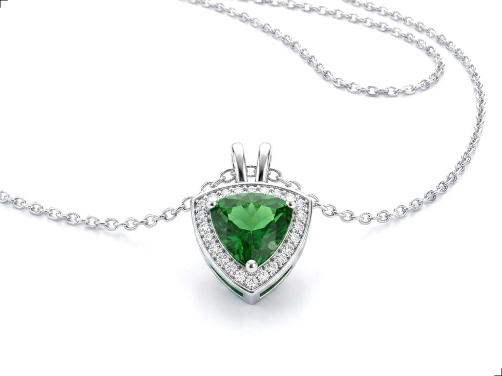 Miniatura: Collar Esmeralda Plata 1ra Ley 925 Solitario Triangle