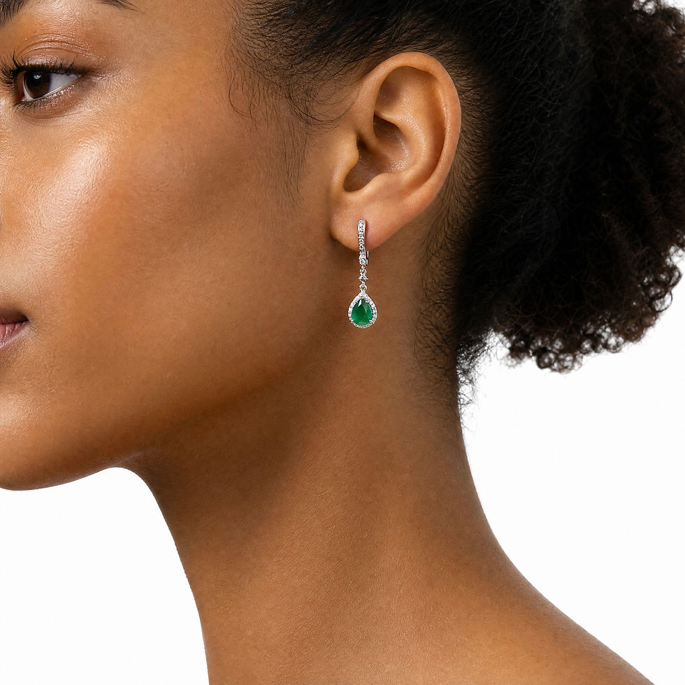 Miniatura: Aretes Esmeralda Plata 1ra Ley 925 Drop