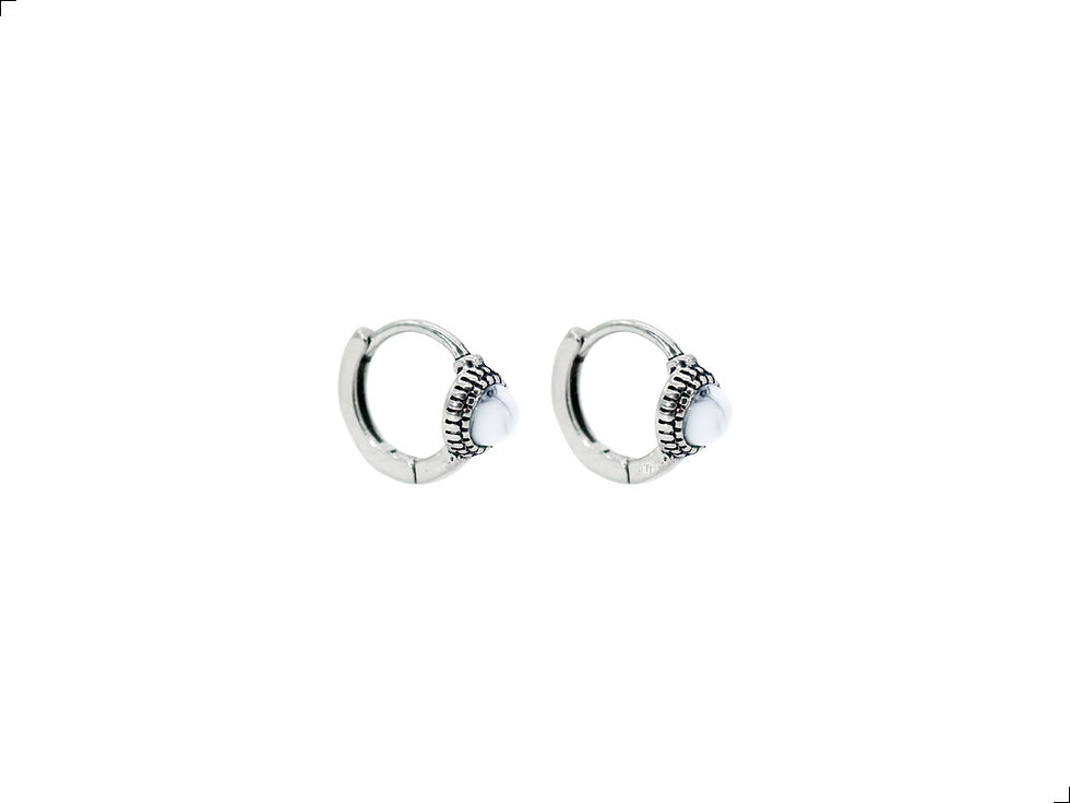 Miniatura: Aretes Titanio 18k Howlita Blanca
