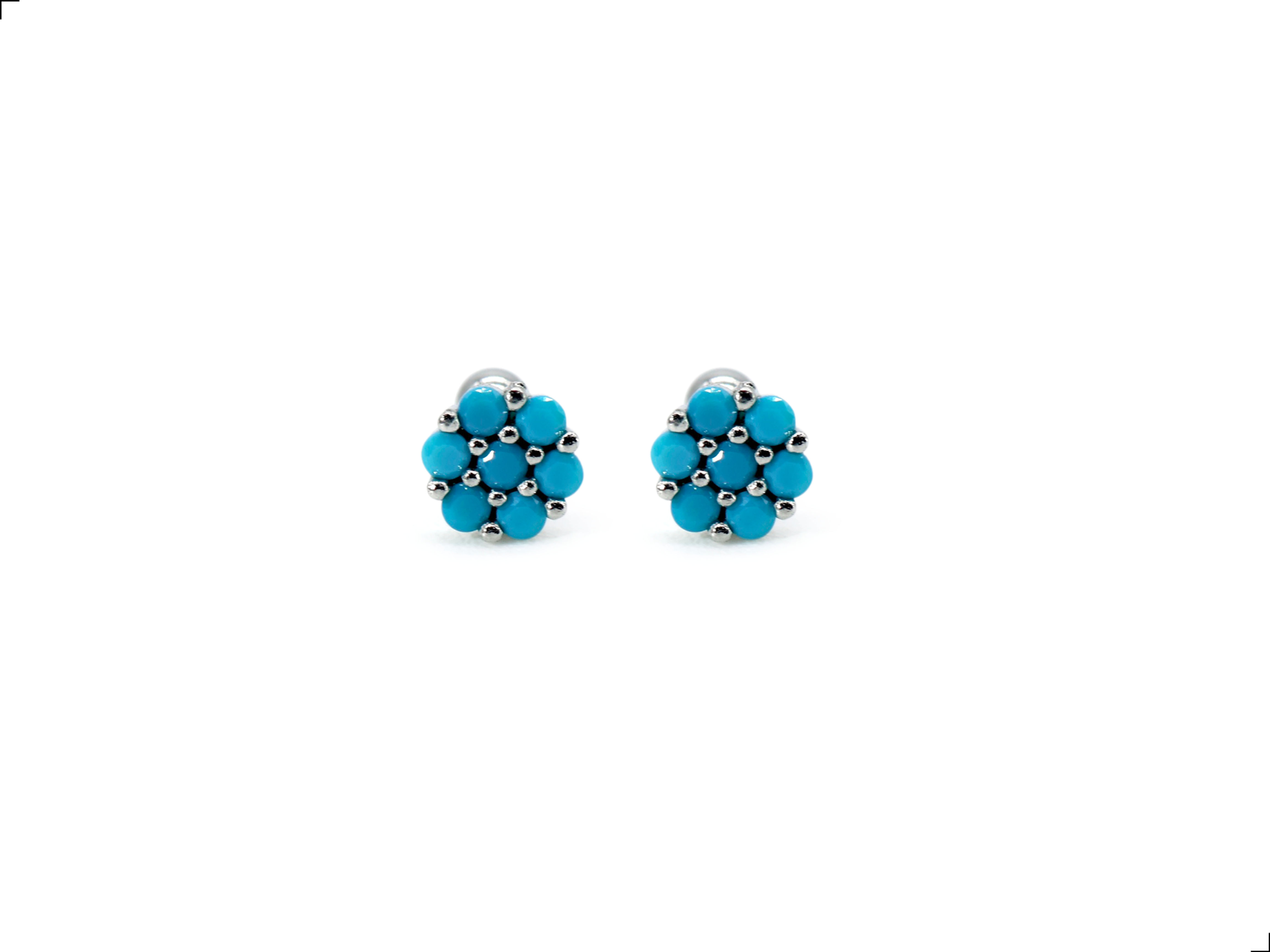 Aretes Turquesa Titanio 18k Flor