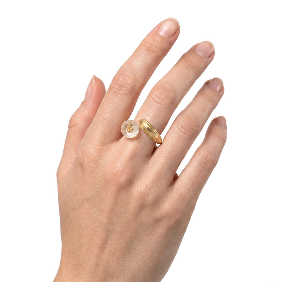 Miniatura: Anillo Tulipan Cuarzo Plata 1ra Ley 925 Gold