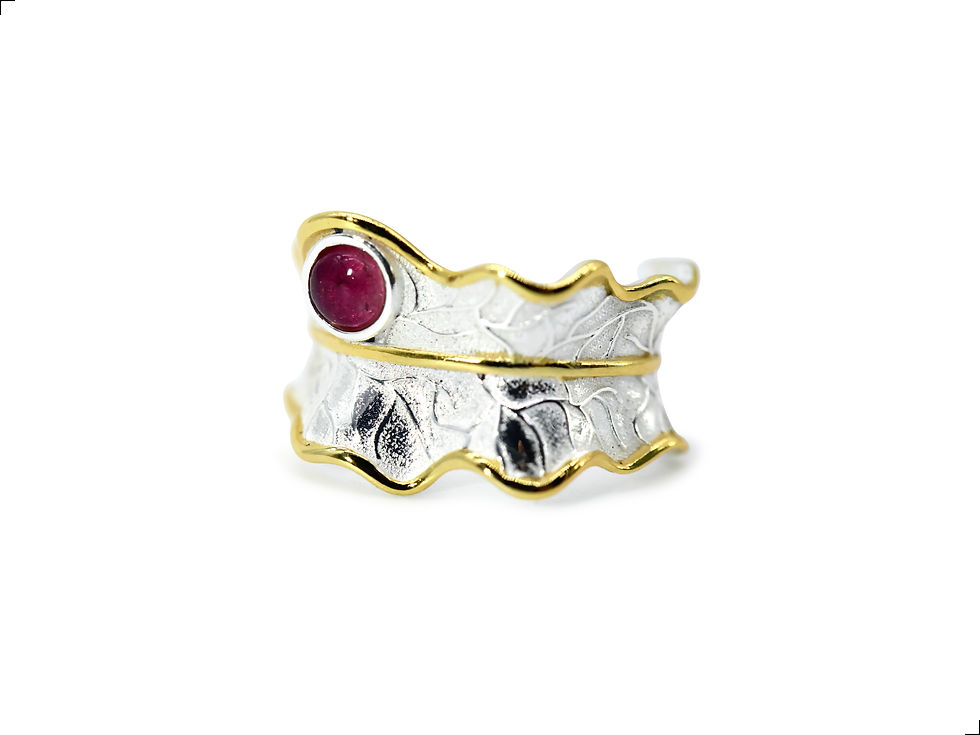 Miniatura: Anillo Granate Plata De 1ra Ley 925 Fular