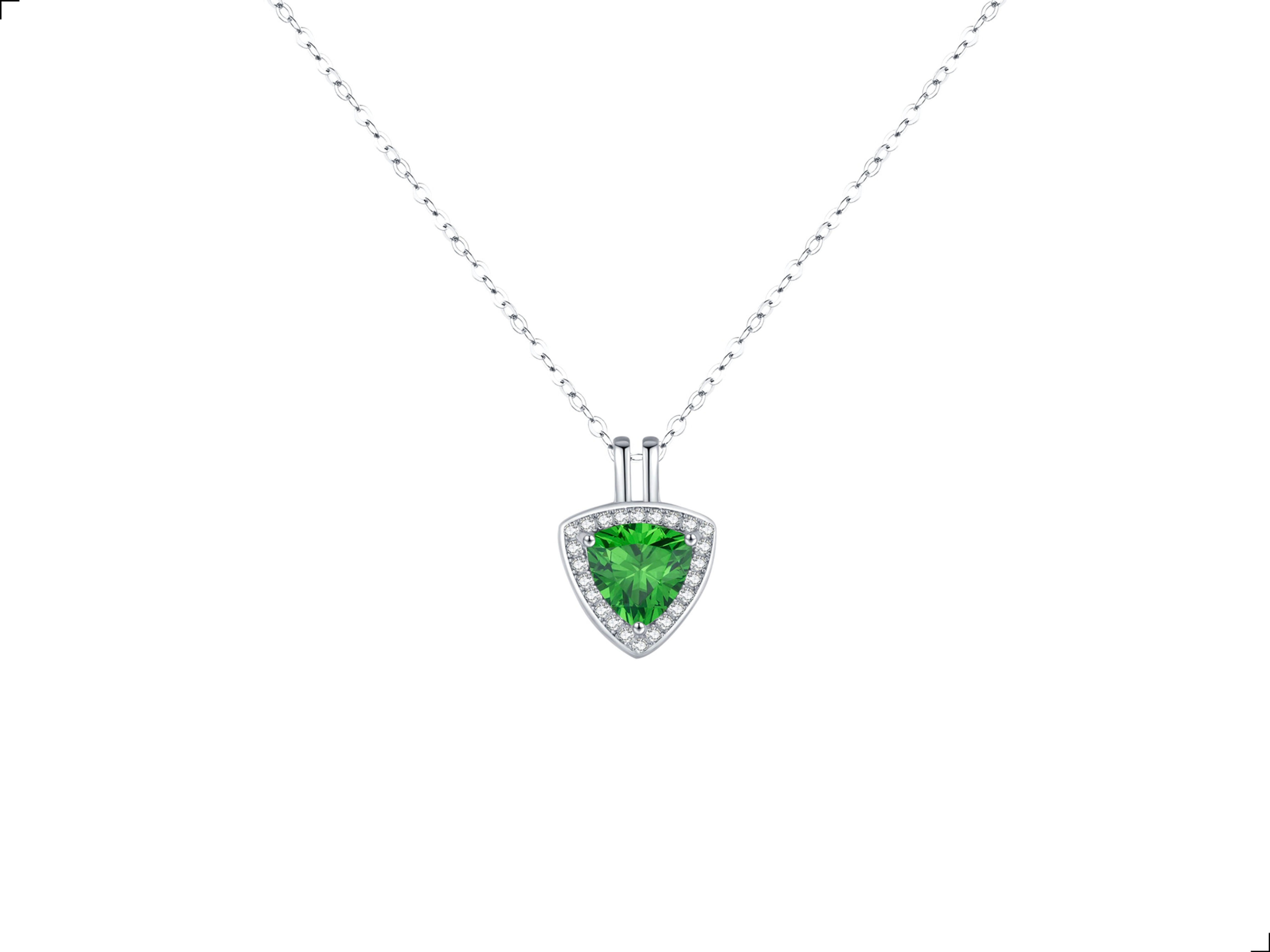 Collar Esmeralda Plata 1ra Ley 925 Solitario Triangle