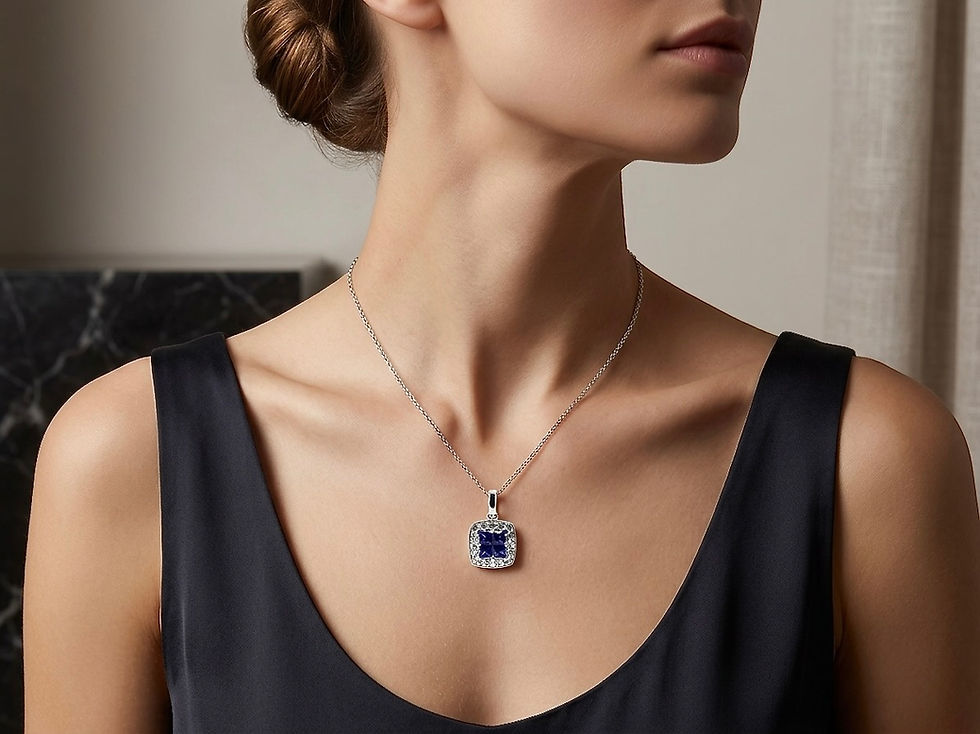 Miniatura: Collar Zafiro Plata 1ra Ley 925 Queen
