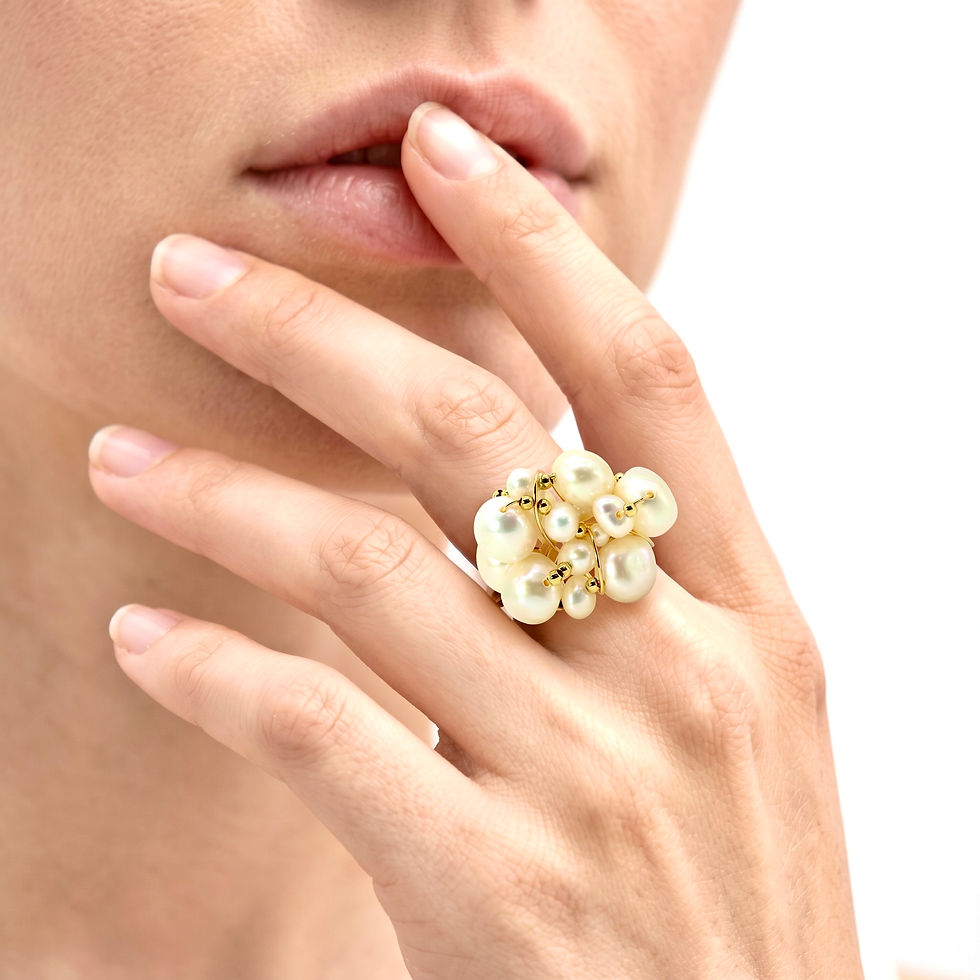 Miniatura: Anillo Perla Barroca Racimo Hilos Gold Filled 18k 