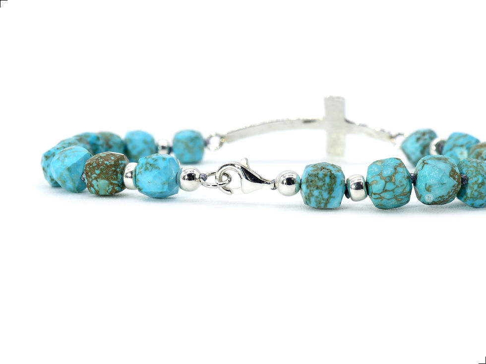 Miniatura: Pulsera Turquesa Cruz Plata 1ra Ley 925
