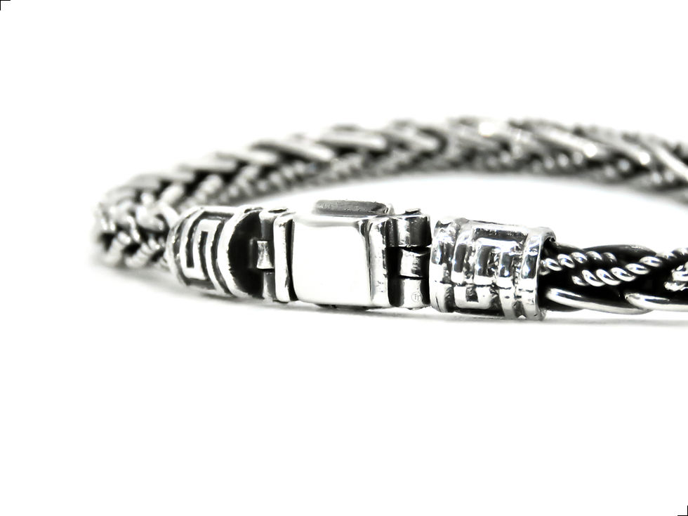 Miniatura: Collar Trenza Broche Grecas Plata De 1ra Ley 925